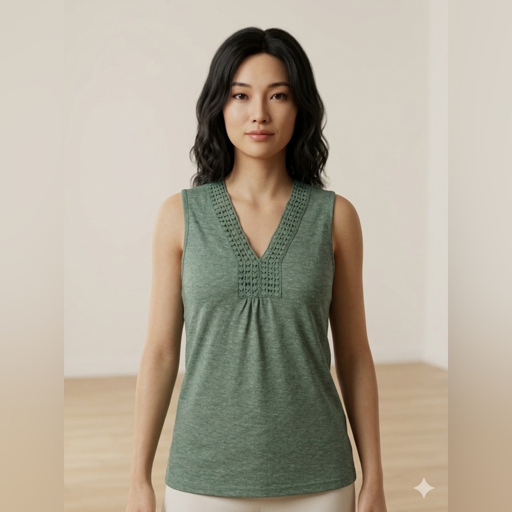 Heather Green Sleeveless Tank Top Size S, XL